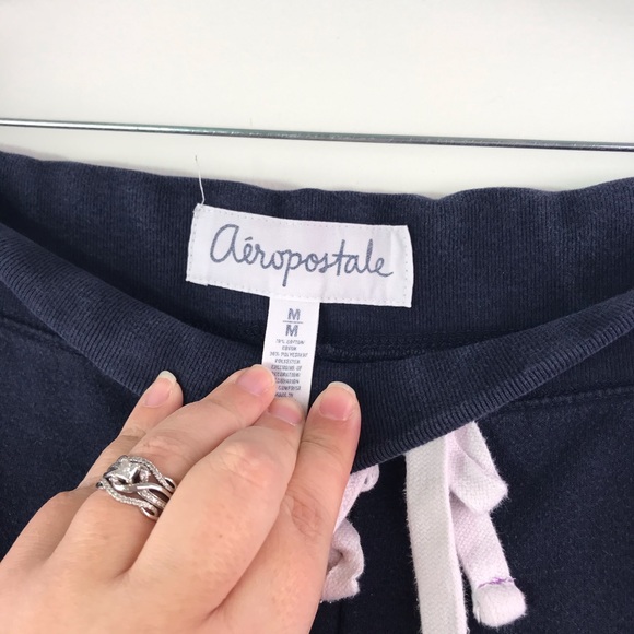 Aeropostale Navy Blue Graphic Tapered Sweat Pants - Picture 3 of 5